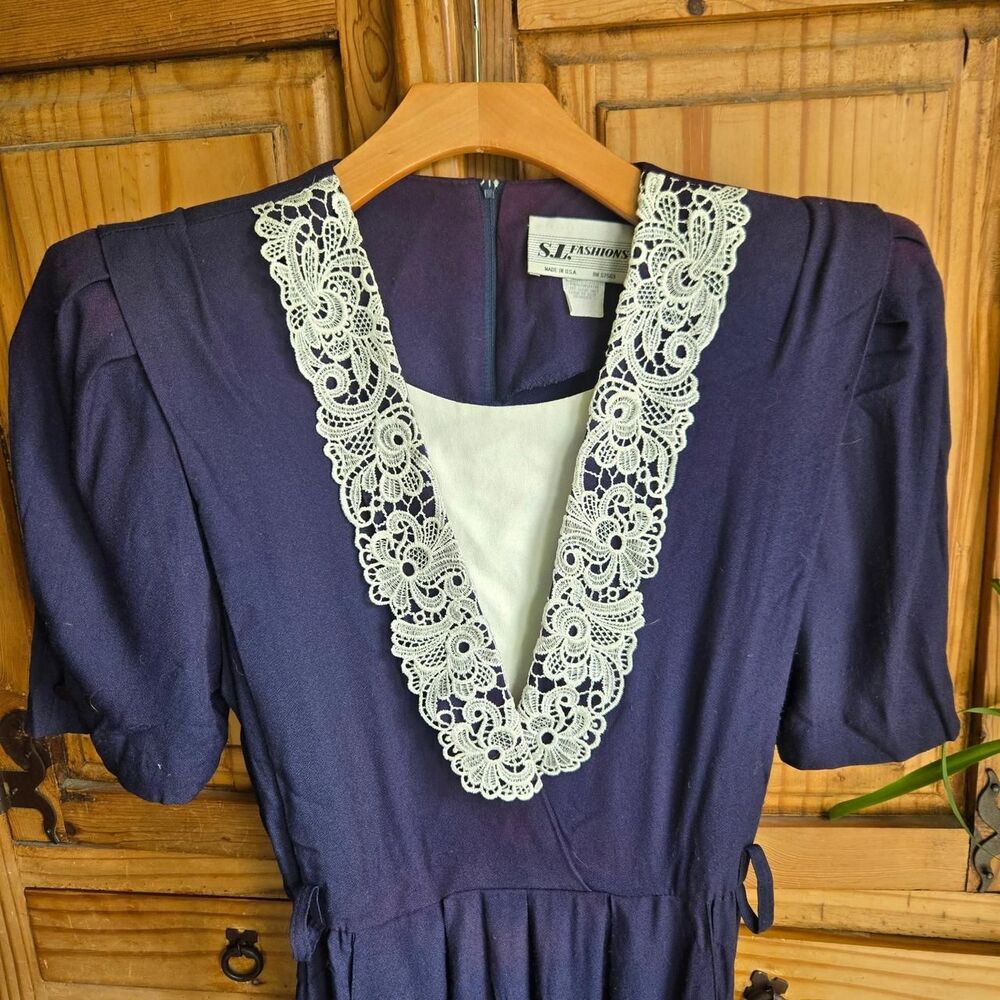 Vintage Sl-fashions Women's Navy Dress